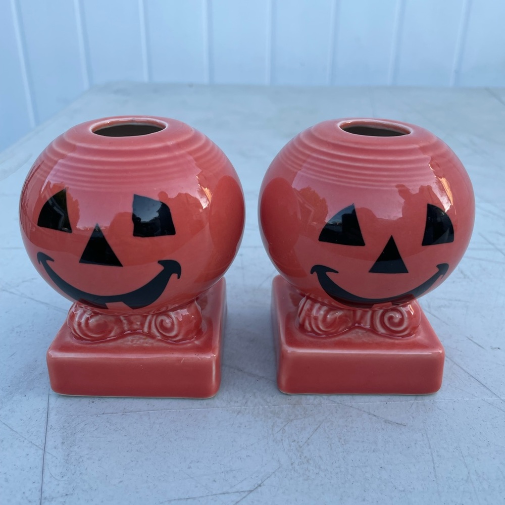 Fiestaware Jack o Lantern candlestick holders